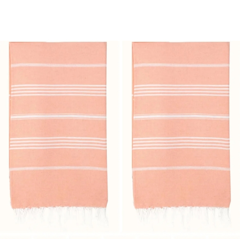 Peach Turkish Beach Towel with Fringe